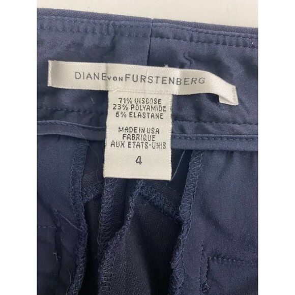 Diane von Furstenberg Cuffed Dress Pants Trousers Navy Blue - Size 4 Women's - Picture 4 of 9